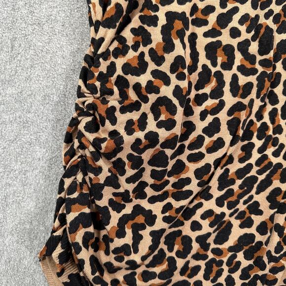 Lane Bryant Leopard Print Ruched Side Sweater Top Size 26/28 V-Neck Brown Black - Picture 3 of 9